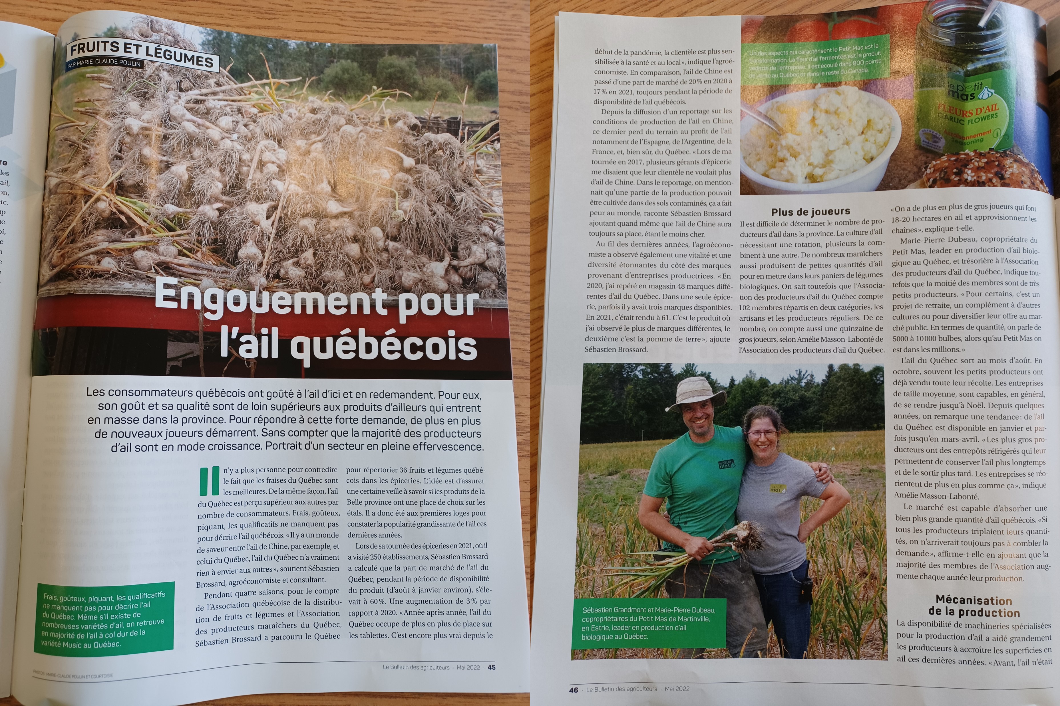 Bulletin des agriculteurs Le Petit Mas ail du Québec biologique 2022