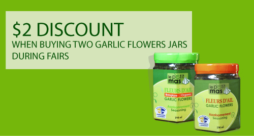 $2 Discount when buying two garlic flowers jars during faires